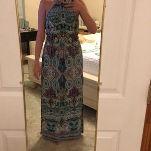 Bisou Bisou Aztec style multicolor maxi dress